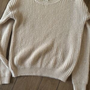 Forever 21 Cream Knit Crew Neck Sweater
